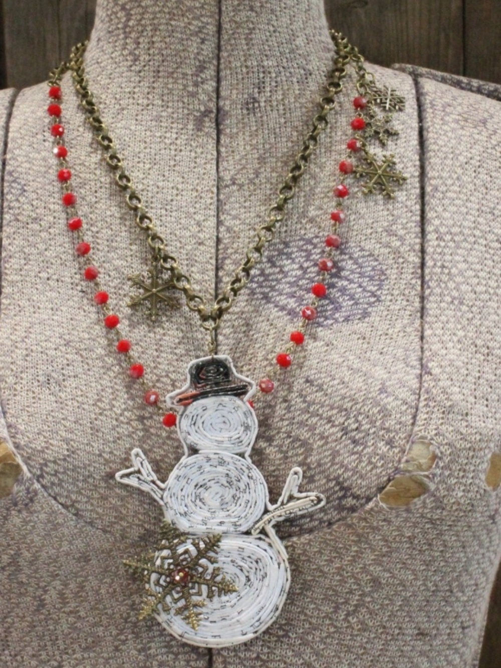 🎉 BOHO Chilly Days Snowman Layered Necklace